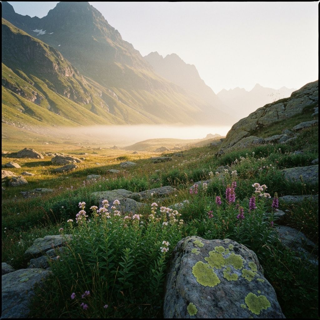 Swiss Alpine valley landscape